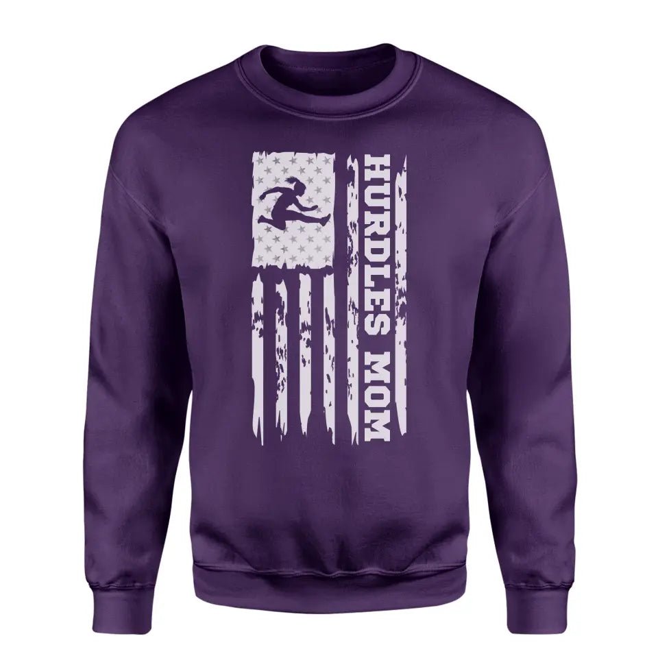 Hurdles Mom Vertical Flag on a Sweatshirt with a White Graphic