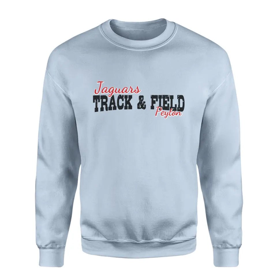 Custom Hurdles Mascot and Hurdler Name on a Sweatshirt with a Black Graphic
