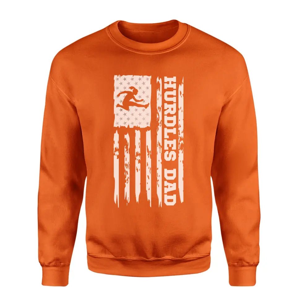 Hurdles Dad Vertical Flag on a Sweatshirt with a White Graphic