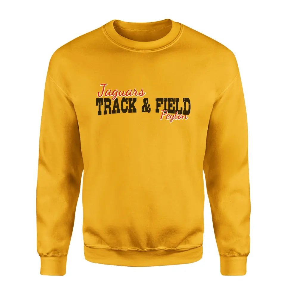 Custom Hurdles Mascot and Hurdler Name on a Sweatshirt with a Black Graphic
