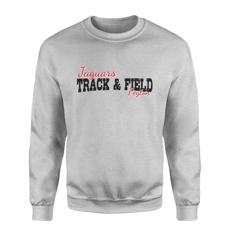 Custom Hurdles Mascot and Hurdler Name on a Sweatshirt with a Black Graphic