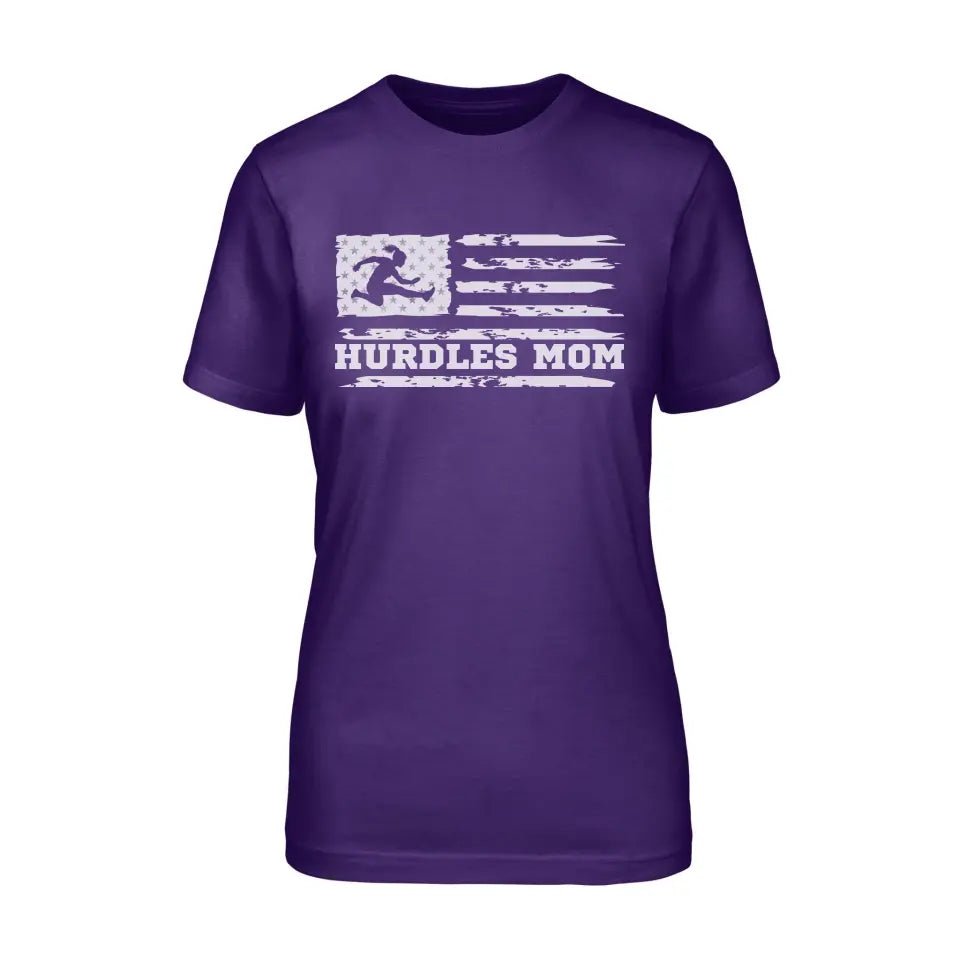 Hurdles Mom Horizontal Flag on a Unisex T-Shirt with a White Graphic