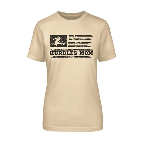 Hurdles Mom Horizontal Flag on a Unisex T-Shirt with a Black Graphic