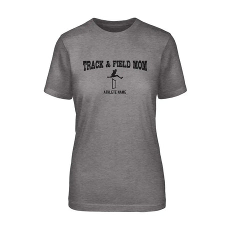Hurdles Mom with Hurdler Icon and Hurdler Name on a Unisex T-Shirt with a Black Graphic