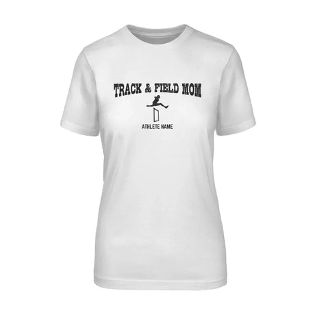 Hurdles Mom with Hurdler Icon and Hurdler Name on a Unisex T-Shirt with a Black Graphic