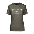 Hurdles Mom with Hurdler Icon and Hurdler Name on a Unisex T-Shirt with a White Graphic