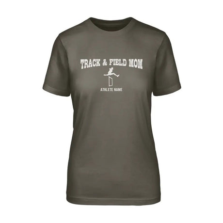 Hurdles Mom with Hurdler Icon and Hurdler Name on a Unisex T-Shirt with a White Graphic