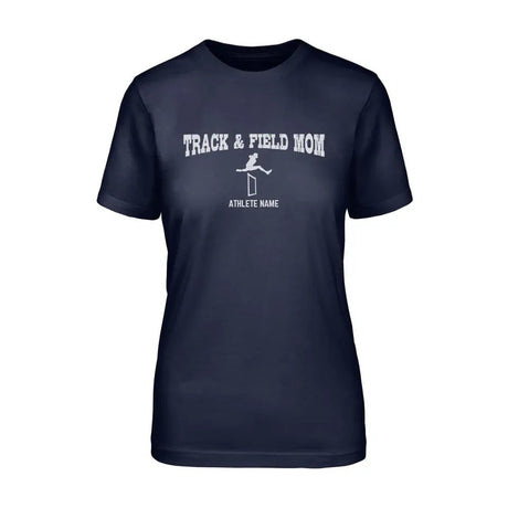 Hurdles Mom with Hurdler Icon and Hurdler Name on a Unisex T-Shirt with a White Graphic