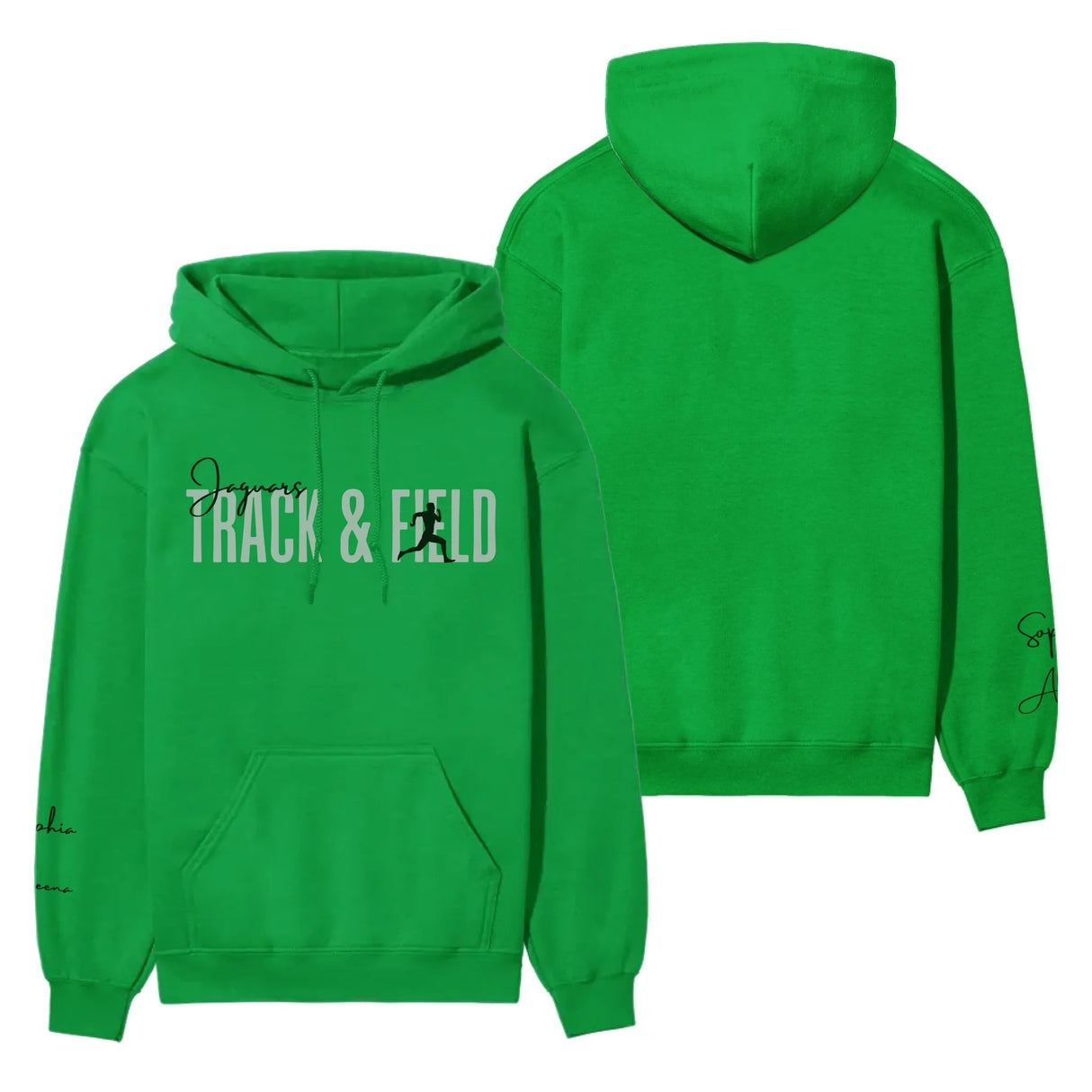 Personalized Javelin on a Hoodie With Modern Bold Designs and Javelin Thrower Name on Sleeve on a Hoodie