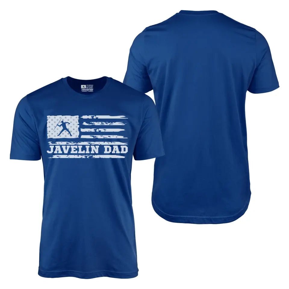 Javelin Dad Horizontal Flag With Javelin Thrower Name on a Men's T-Shirt with a White Graphic