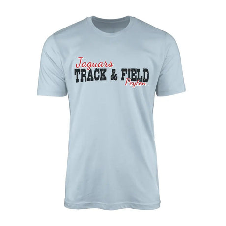 Custom Javelin Mascot and Javelin Thrower Name on a Men's T-Shirt with a Black Graphic