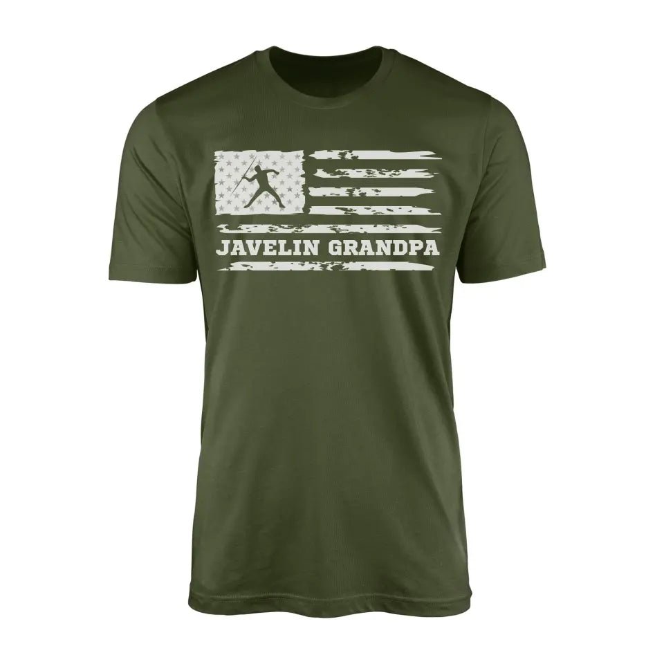 Javelin Grandpa Horizontal Flag on a Men's T-Shirt with a White Graphic