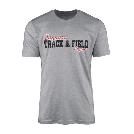 Custom Javelin Mascot and Javelin Thrower Name on a Men's T-Shirt with a Black Graphic