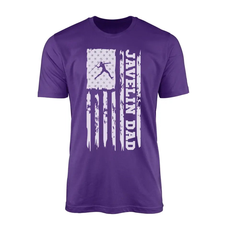 Javelin Dad Vertical Flag on a Men's T-Shirt with a White Graphic