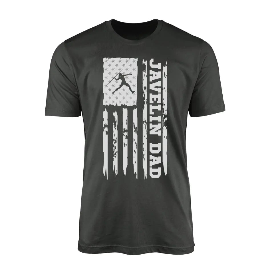 Javelin Dad Vertical Flag on a Men's T-Shirt with a White Graphic