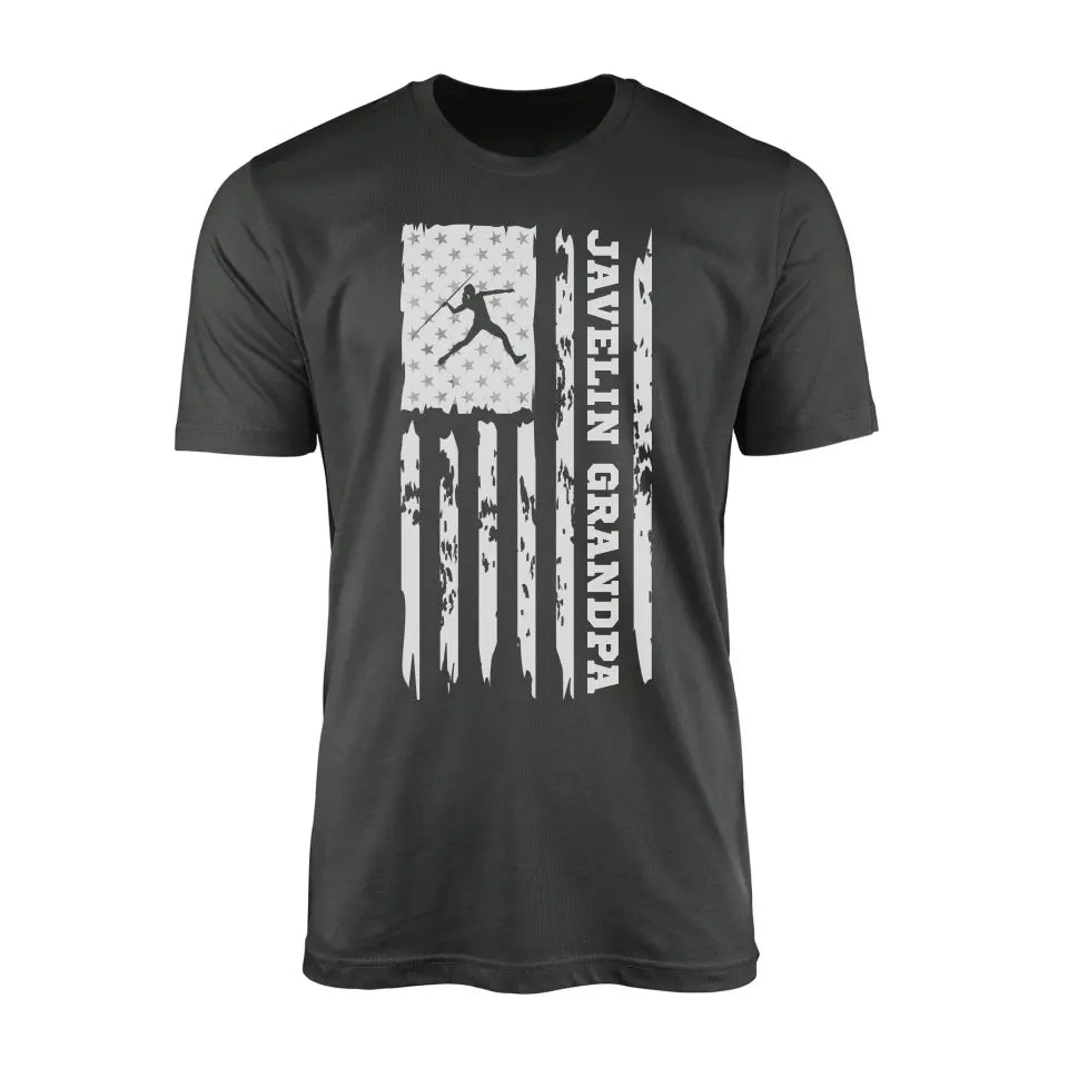 Javelin Grandpa Vertical Flag on a Men's T-Shirt with a White Graphic