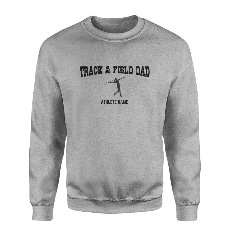 Javelin Dad with Javelin Thrower Icon and Javelin Thrower Name on a Sweatshirt with a Black Graphic