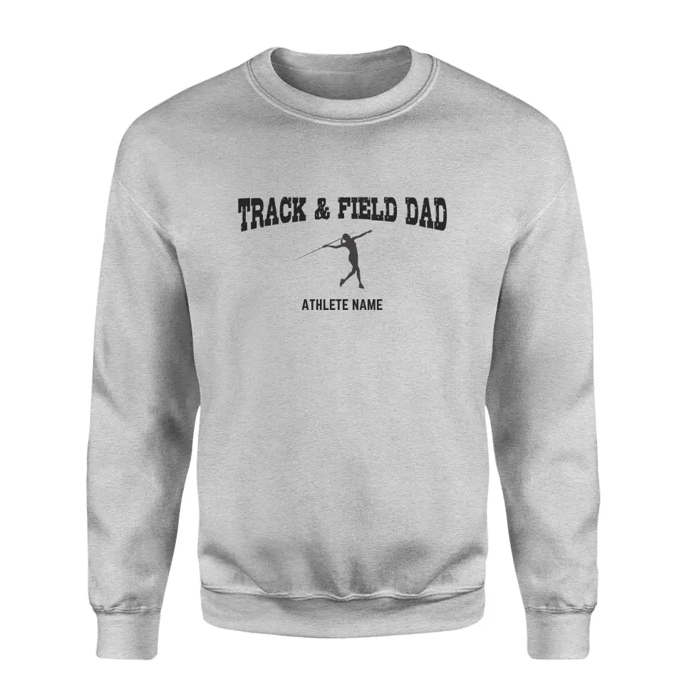 Javelin Dad with Javelin Thrower Icon and Javelin Thrower Name on a Sweatshirt with a Black Graphic