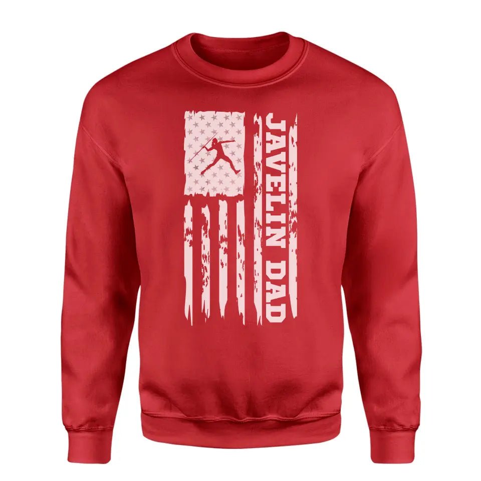 Javelin Dad Vertical Flag on a Sweatshirt with a White Graphic