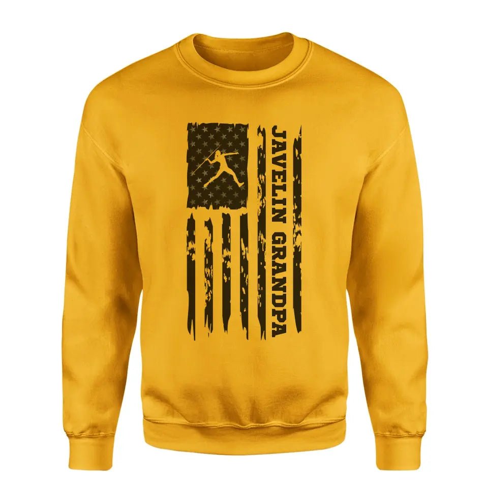 Javelin Grandpa Vertical Flag on a Sweatshirt with a Black Graphic