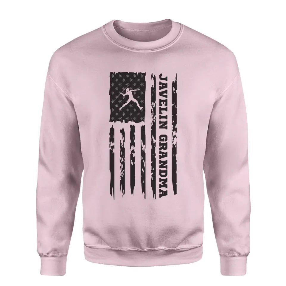 Javelin Grandma Vertical Flag on a Sweatshirt with a Black Graphic