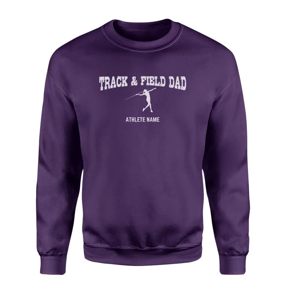 Javelin Dad with Javelin Thrower Icon and Javelin Thrower Name on a Sweatshirt with a White Graphic
