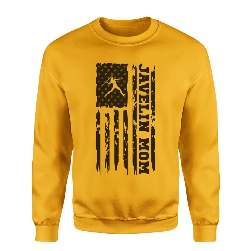 Javelin Mom Vertical Flag on a Sweatshirt with a Black Graphic