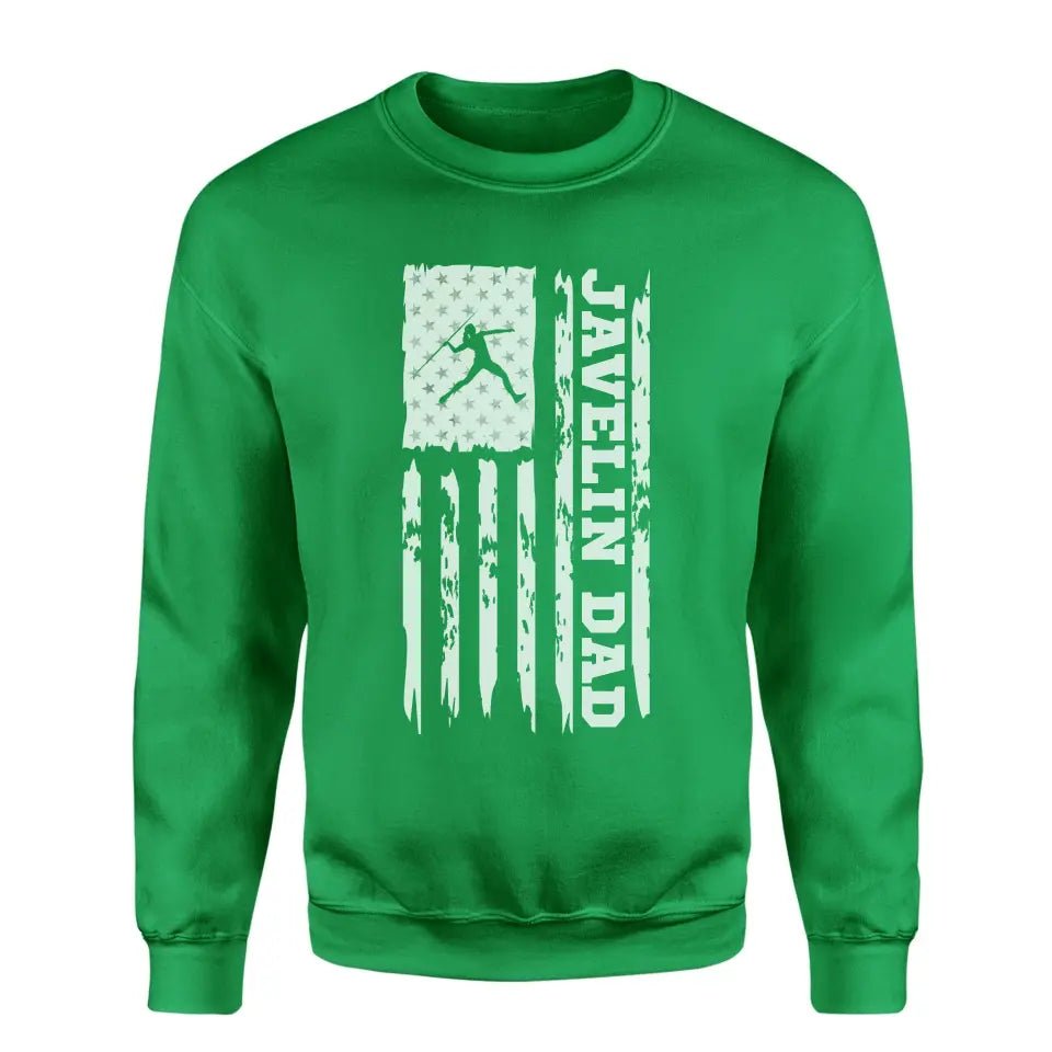 Javelin Dad Vertical Flag on a Sweatshirt with a White Graphic