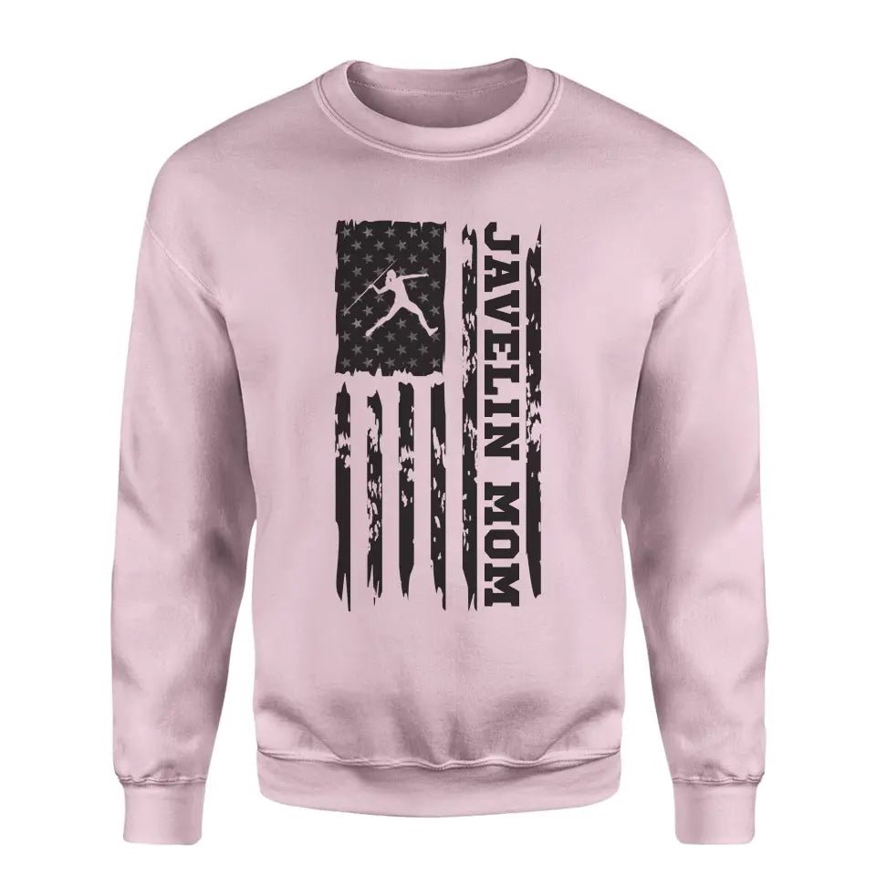 Javelin Mom Vertical Flag on a Sweatshirt with a Black Graphic