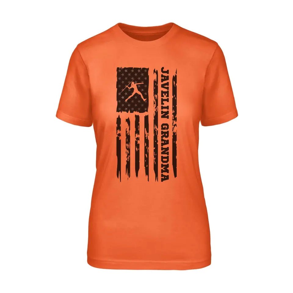 Javelin Grandma Vertical Flag on a Unisex T-Shirt with a Black Graphic