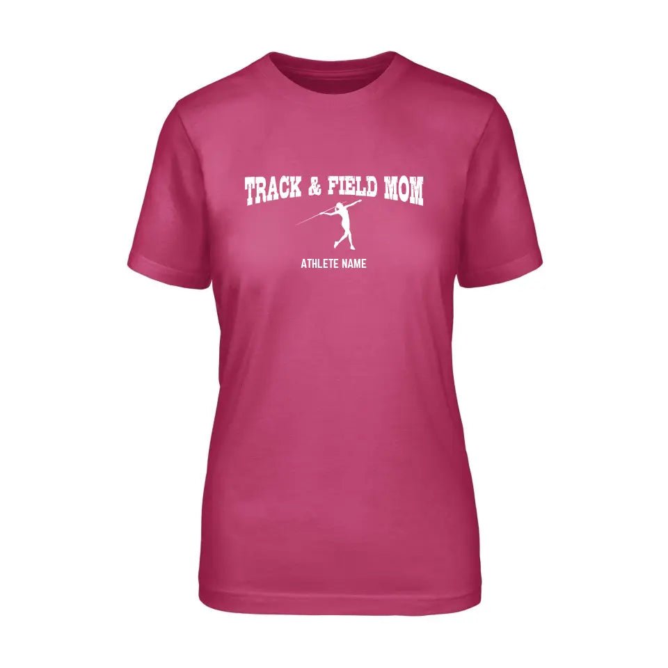 Javelin Mom with Javelin Thrower Icon and Javelin Thrower Name on a Unisex T-Shirt with a White Graphic