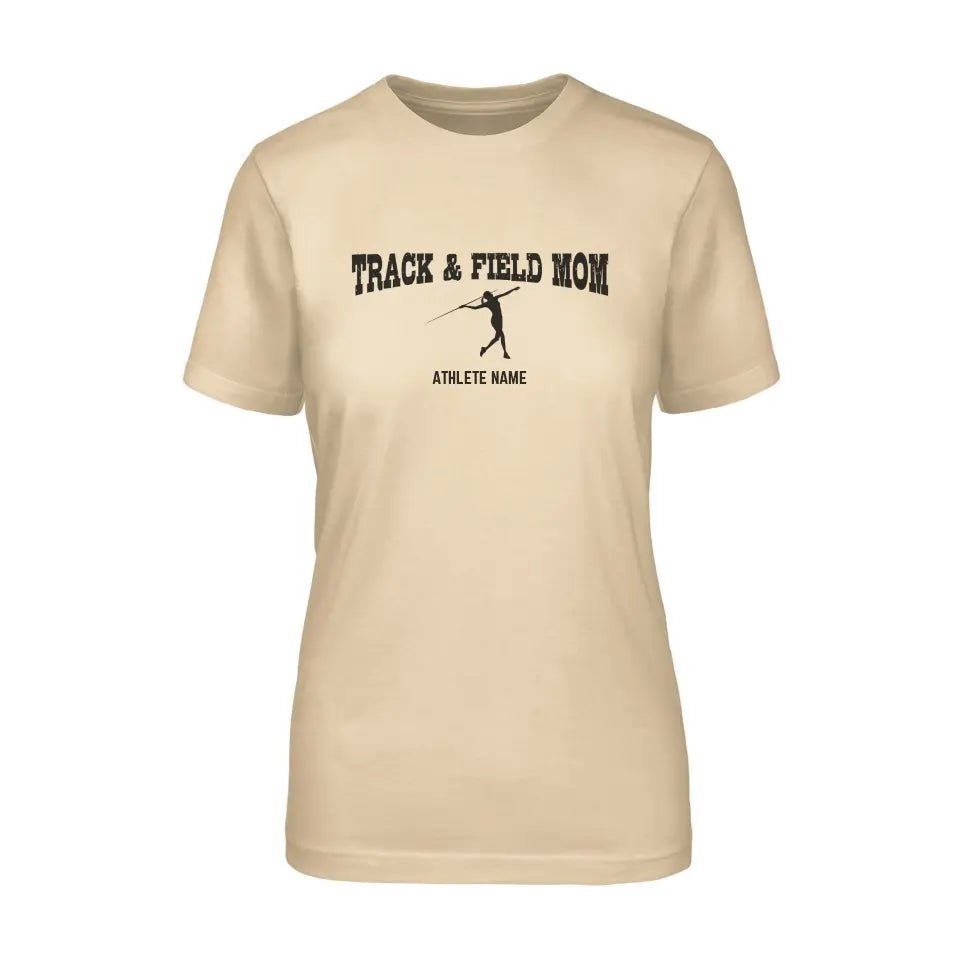 Javelin Mom with Javelin Thrower Icon and Javelin Thrower Name on a Unisex T-Shirt with a Black Graphic