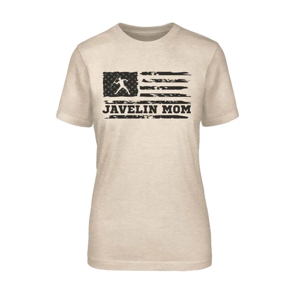 Javelin Mom Horizontal Flag on a Unisex T-Shirt with a Black Graphic