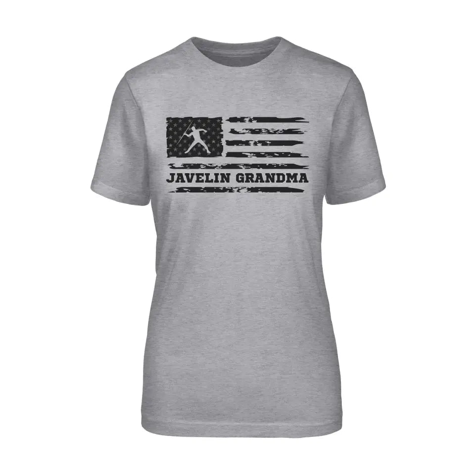 Javelin Grandma Horizontal Flag on a Unisex T-Shirt with a Black Graphic