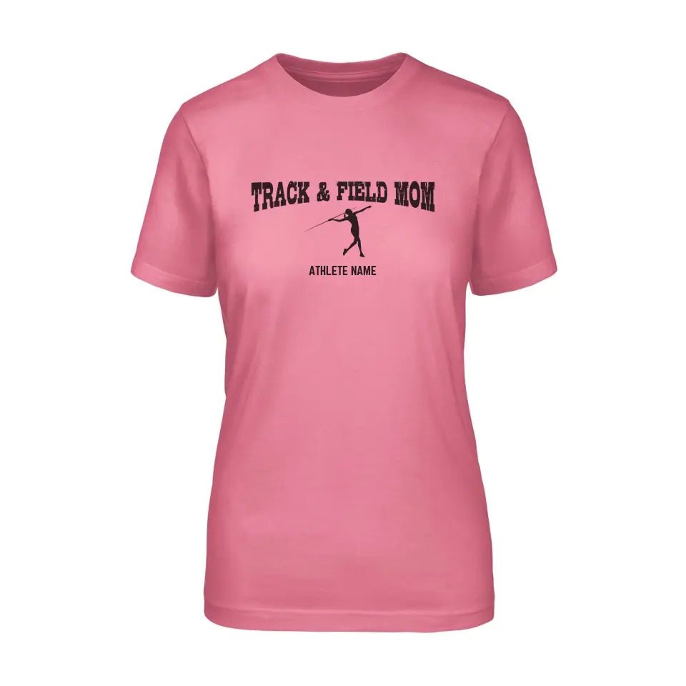 Javelin Mom with Javelin Thrower Icon and Javelin Thrower Name on a Unisex T-Shirt with a Black Graphic