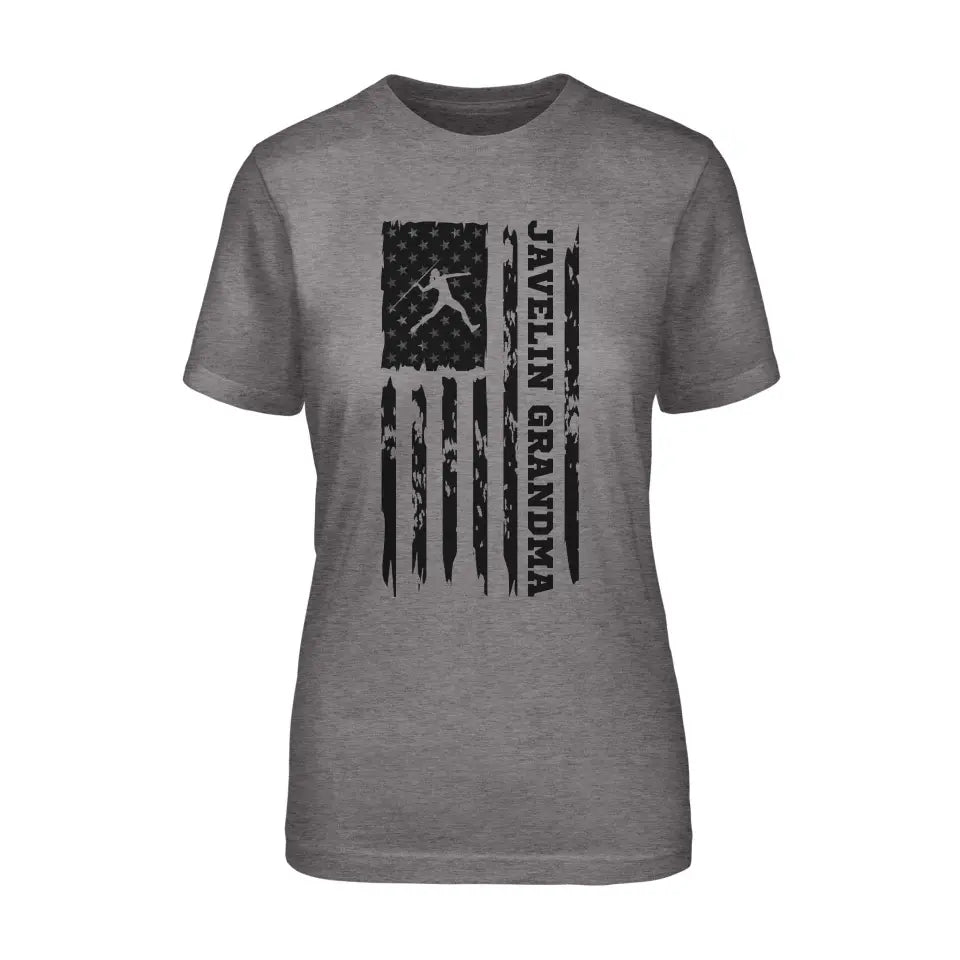 Javelin Grandma Vertical Flag on a Unisex T-Shirt with a Black Graphic