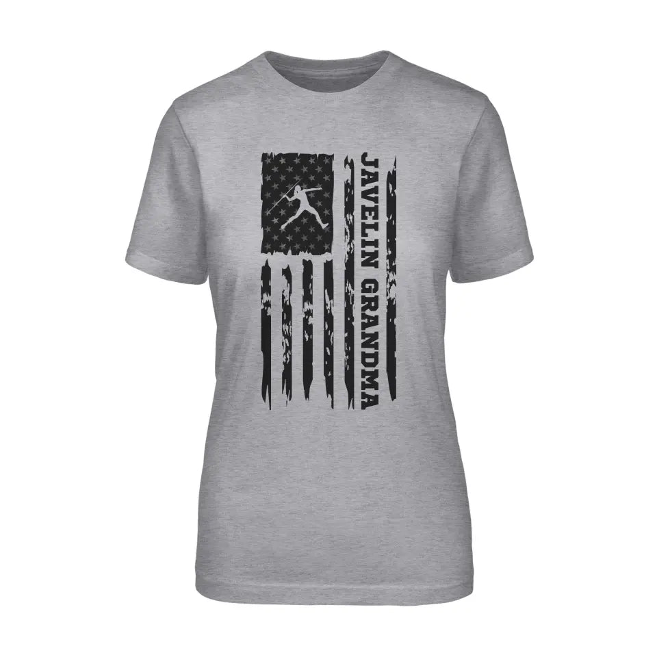 Javelin Grandma Vertical Flag on a Unisex T-Shirt with a Black Graphic