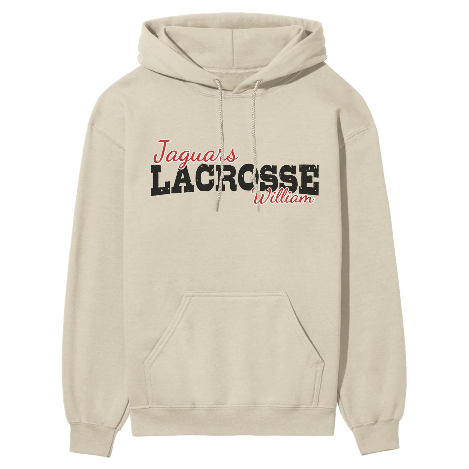 Custom Lacrosse Mascot and Lacrosse Player Name on a Hoodie with a Black Graphic