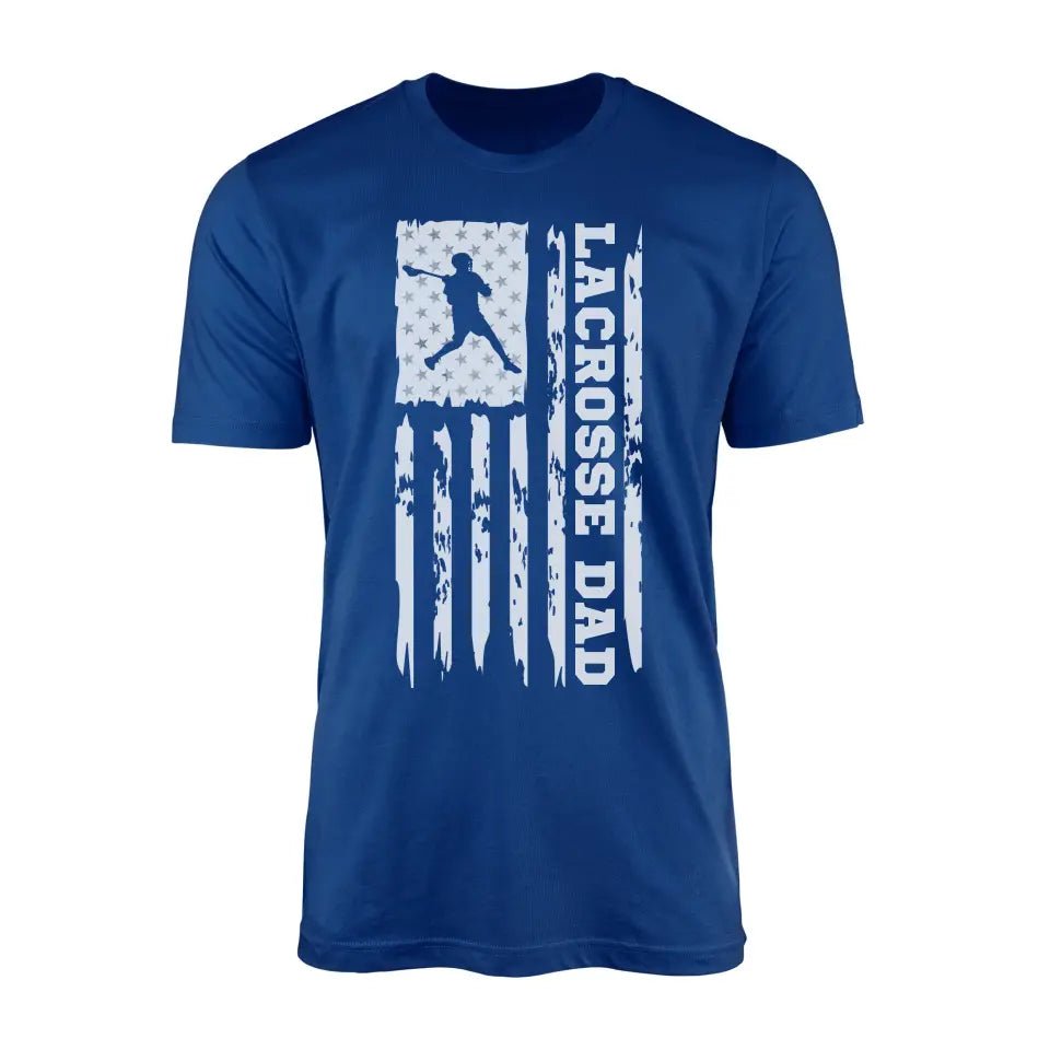 Lacrosse Dad Vertical Flag on a Men's T-Shirt with a White Graphic