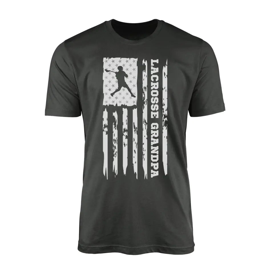 Lacrosse Grandpa Vertical Flag on a Men's T-Shirt with a White Graphic