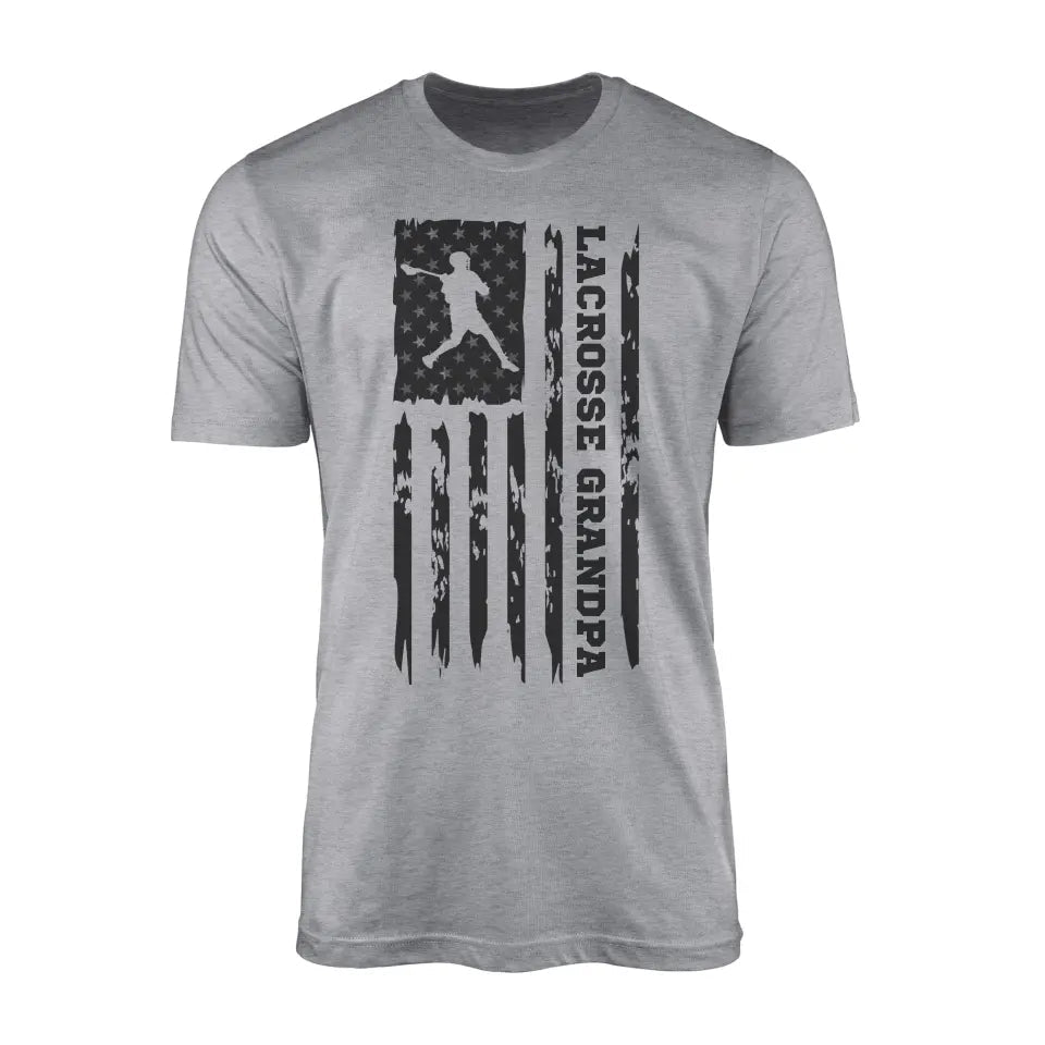 Lacrosse Grandpa Vertical Flag on a Men's T-Shirt with a Black Graphic