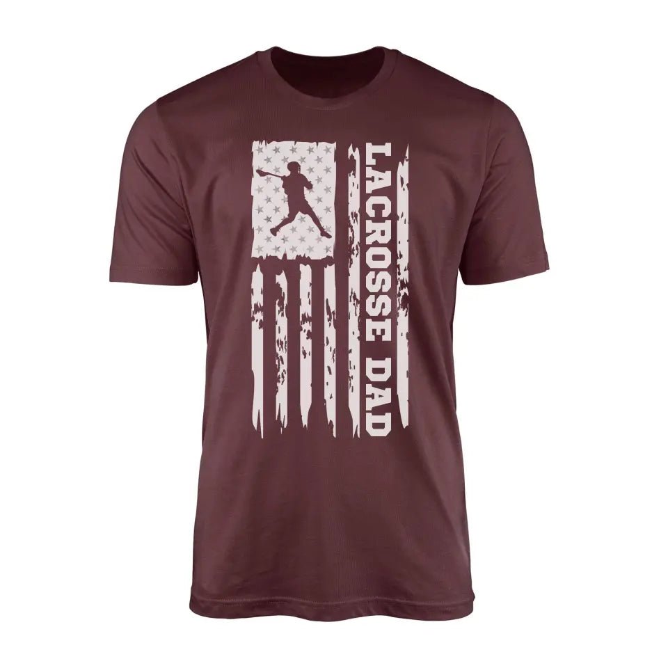 Lacrosse Dad Vertical Flag on a Men's T-Shirt with a White Graphic