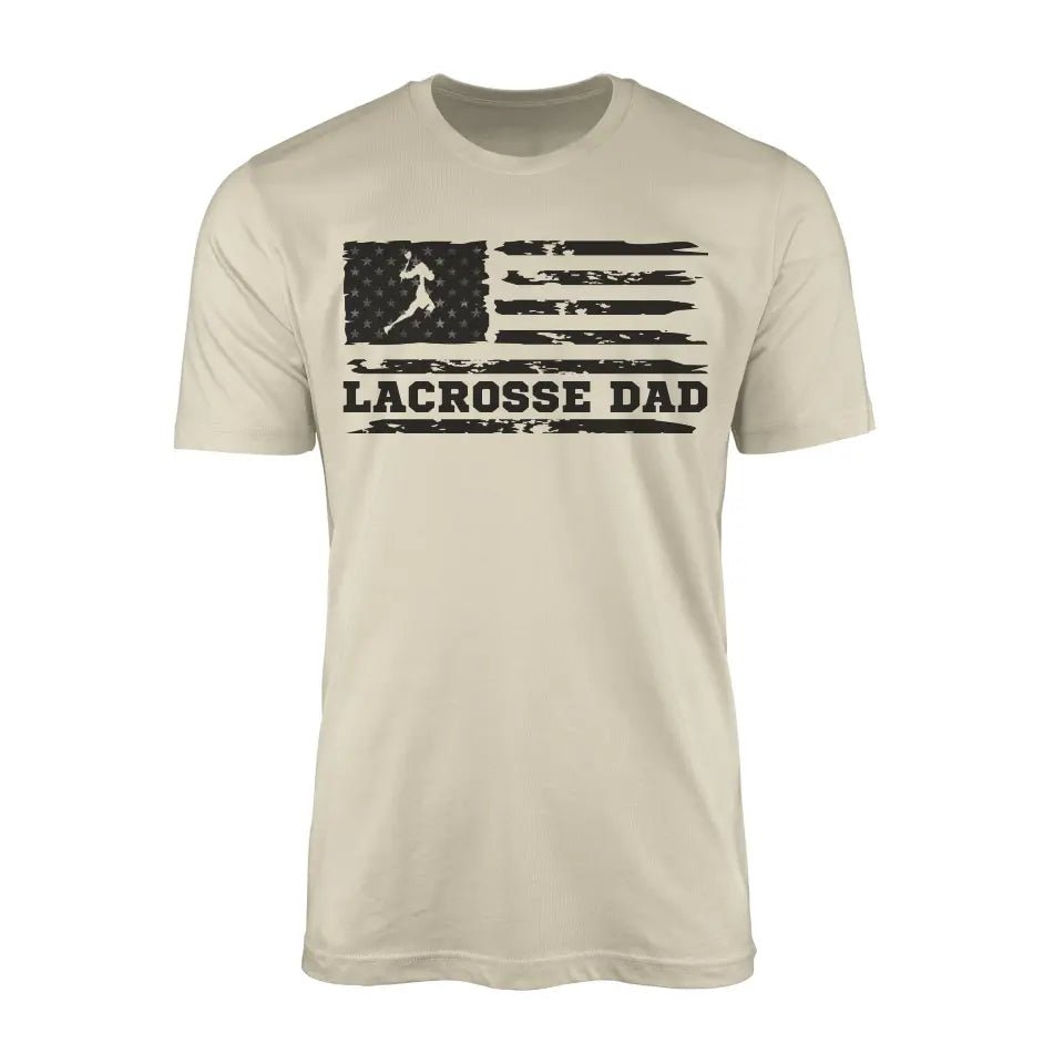 Lacrosse Dad Horizontal Flag on a Men's T-Shirt with a Black Graphic
