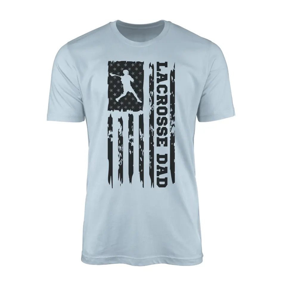 Lacrosse Dad Vertical Flag on a Men's T-Shirt with a Black Graphic