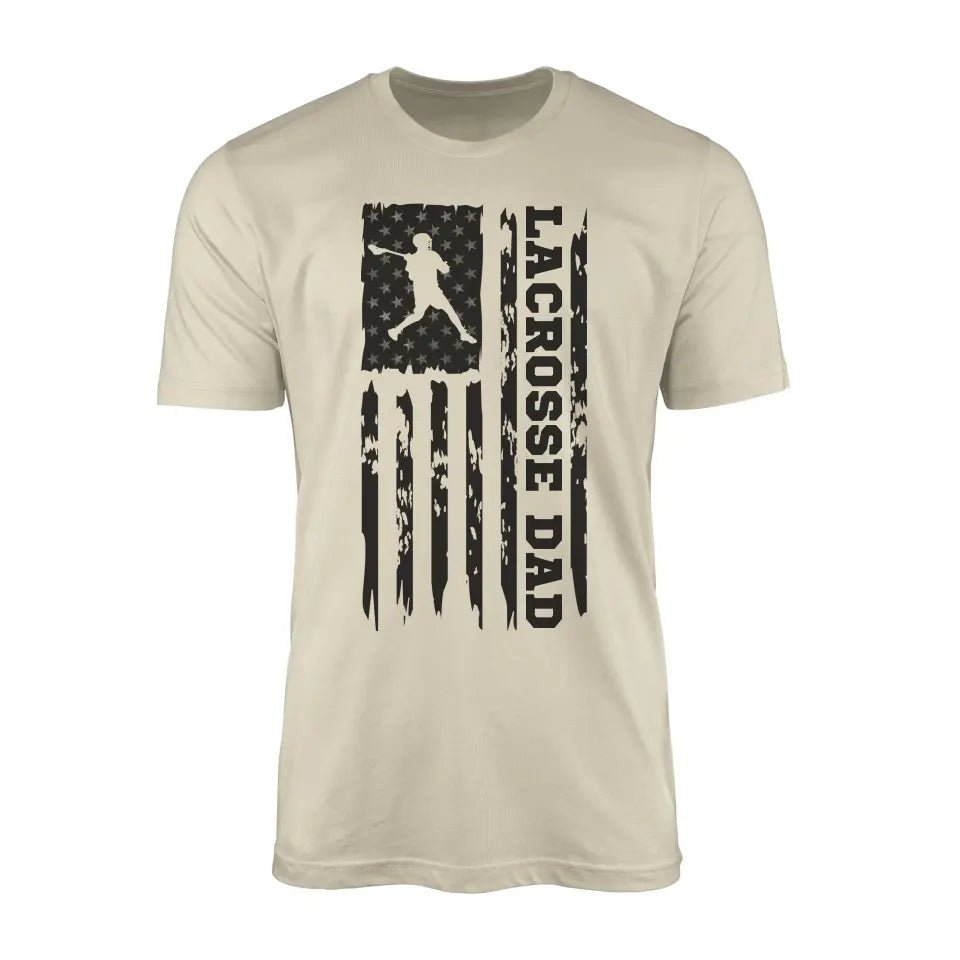 Lacrosse Dad Vertical Flag on a Men's T-Shirt with a Black Graphic