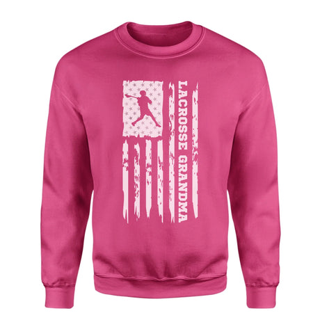 Lacrosse Grandma Vertical Flag on a Sweatshirt with a White Graphic