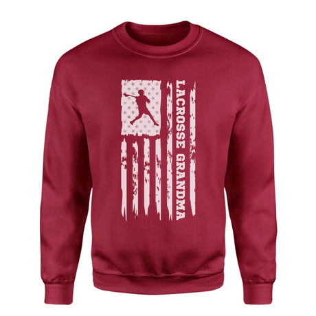 Lacrosse Grandma Vertical Flag on a Sweatshirt with a White Graphic