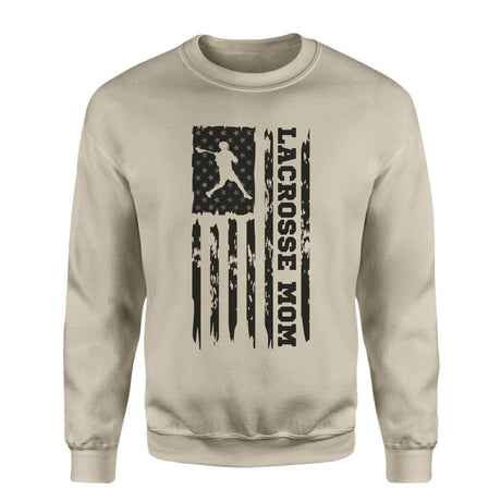 Lacrosse Mom Vertical Flag on a Sweatshirt with a Black Graphic
