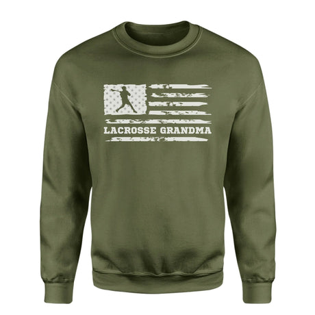 Lacrosse Grandma Horizontal Flag on a Sweatshirt with a White Graphic