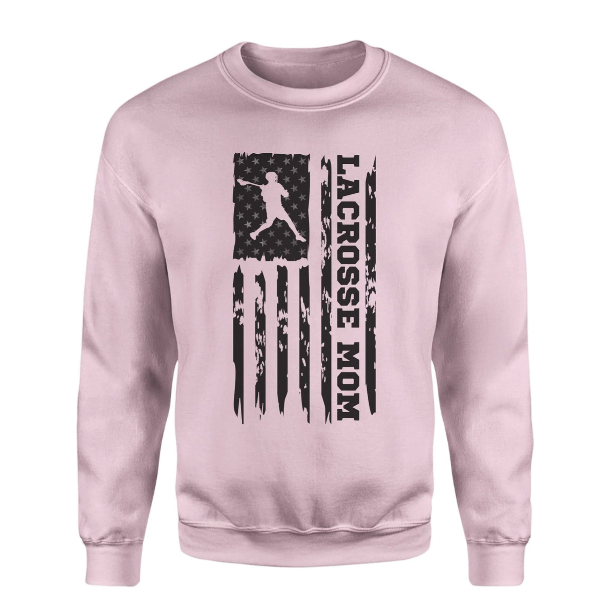 Lacrosse Mom Vertical Flag on a Sweatshirt with a Black Graphic